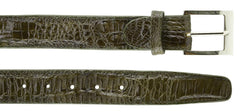 Belvedere Caiman Belt - Olive Genuine Crocodile Dress Shoe