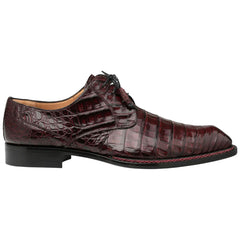 Men's Cratos Genuine Crocodile Burgundy Derby Shoes By Mezlan Made In Spain Brand