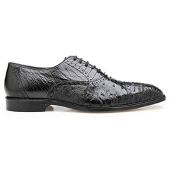 Belvedere Onesto Men's Black Genuine Ostrich And Crocodile Oxfords