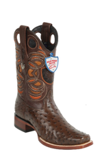 Wild West Botas de Avestruz Horma Rodeo Brown