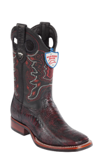Wild West Botas de Pata de Avestruz Horma Square Toe Black Cherry