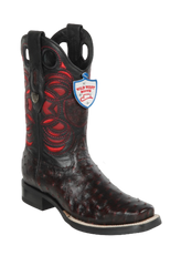 Wild West Botas de Avestruz Horma Rodeo Black Cherry
