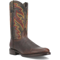 Dingo Round Toe Brown and Orange Western Leather Boots
