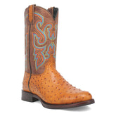 Dingo Brown Ostrich Print Snip Toe Leather Boots