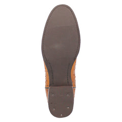 Dingo Brown Ostrich Print Snip Toe Leather Boots