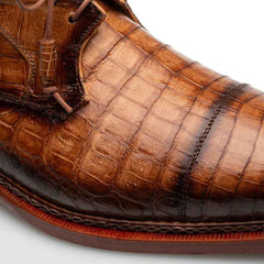 Giovane Fuscus Cap Toe Derby Camel Crocodile Shoes By Mezlan Made In Spain Brand