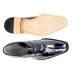 Belvedere Men's Mare Navy Genuine Ostrich & Eel Oxfords