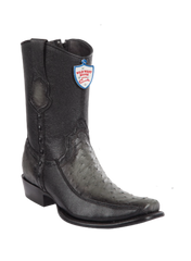 Wild West Botas de Avestruz Horma Dubai Toe Faded Gray