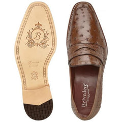 Belvedere Espada Tabac Genuine Ostrich Quill Penny Loafer