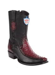 Wild West Botas de Avestruz Horma Dubai Toe Faded Burgundy