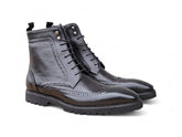Carrucci Hudson Black Wingtip Lug Sole Boot