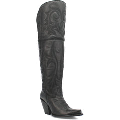 Dan Post Womens Jilted Black 20 Snip Toe Over-the-Knee Zipper Boot