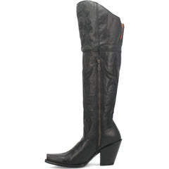 Dan Post Womens Jilted Black 20 Snip Toe Over-the-Knee Zipper Boot