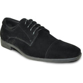 Bravo Mens Formal Suede Style Wedding & Prom Cap Toe Dress Shoe in Black