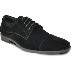 Bravo Mens Formal Suede Style Wedding & Prom Cap Toe Dress Shoe in Black