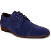 Bravo Mens Formal Suede Style Wedding & Prom Cap Toe Dress Shoe in Royal Blue