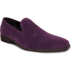 Bravo Mens Vegan Suede Wedding & Prom Slip On Loafer Dress Shoe in Purple