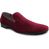 Bravo Mens Modern Slip On Velvet Tuxedo Loafer in Burgundy - Men's Dress Shoes