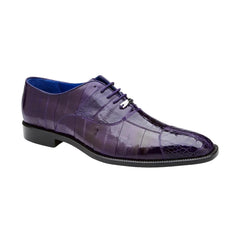 Belvedere Mare Shoes Men's Purple Genuine Ostrich & Eel Split-toe Oxfords