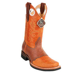 Men's King Exotic Boots Genuine Leather With Saddle Vamp Handcrafted Honey & Brown (48119951-2)