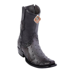 Men's King Exotic Genuine Ostrich Boots Dubai Toe Handcrafted Faded Gray (479B0338)