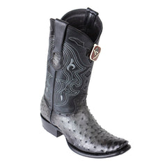 Men's King Exotic Ostrich Boots Dubai Toe Handcrafted Faded Gray (4790338)