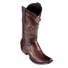 Men's King Exotic Ostrich Leg Boots Dubai Toe Handcrafted Faded Brown (4790507)