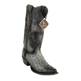 Men's King Exotic Snip Toe Full Quill Ostrich Boots Handmade Burnished Gray (494RD0338)