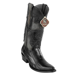 Men's King Exotic Snip Toe Ostrich Leg Boots Handcrafted Black (494R0505)
