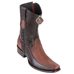 Men's King Exotic Teju Lizard Boots With Deer Dubai Toe Handcrafted Sanded Brown (479BF0735)