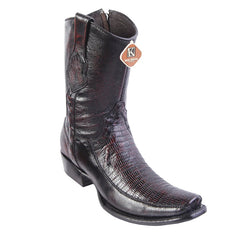 Men's King Exotic Teju Lizard Boots With Deer Dubai Toe Handcrafted Black Cherry (479BF0718)