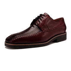 Mens Belvedere Tyson Genuine Ostrich & Calf Skin Dress Shoe in Burgundy