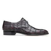 Mens Belvedere Sabato Crocodile Patchwork Oxford Dress Shoe in Black Cherry