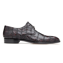 Mens Belvedere Sabato Crocodile Patchwork Oxford Dress Shoe in Black Cherry