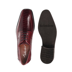 Mens Belvedere Tyson Genuine Ostrich & Calf Skin Dress Shoe in Burgundy