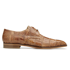 Mens Belvedere Sabato Crocodile Patchwork Oxford Dress Shoe in Honey Tan