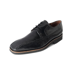 Mens Belvedere Tyson Genuine Ostrich & Calf Skin Dress Shoe in Black
