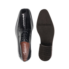 Mens Belvedere Tyson Genuine Ostrich & Calf Skin Dress Shoe in Black