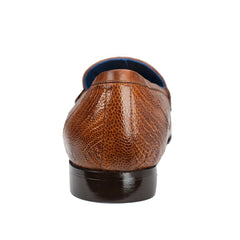 Mens Belvedere Natale Genuine Crocodile Loafer Dress Shoe in Brandy