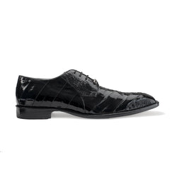 Mens Belvedere Nome Genuine Eel & Ostrich Lace Up Dress Shoe in Black