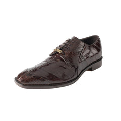 Mens Belvedere Nome Genuine Eel & Ostrich Lace Up Dress Shoe in Brown