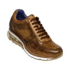 Mens Belvedere Todd Genuine Ostrich Leg Sneaker in Brandy Tan