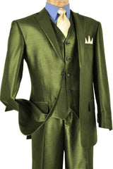 Mens Classic Vested Shiny Sharkskin Blue Suit