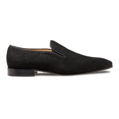 Notte Black Glass Suede Slip On Shoes By Mezlan Made In Spain Brand
