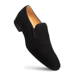 Notte Black Glass Suede Slip On Shoes By Mezlan Made In Spain Brand