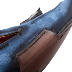 Men's Pavese Cobalt Suede Tassel Slip-On Shoes By Mezlan Made In Spain Brand