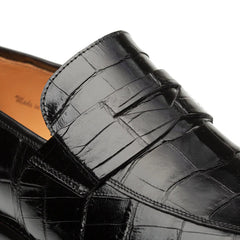 Piccolo Alligator Penny Loafer Black By Mezlan Made In Spain Brand