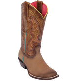 Tan Brown Square Toe Cowgirl Boots