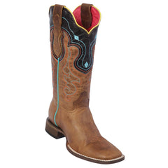 Honey brown women's square toe cowboy boots