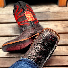 Print Hand-Tooled Cowboy Boots